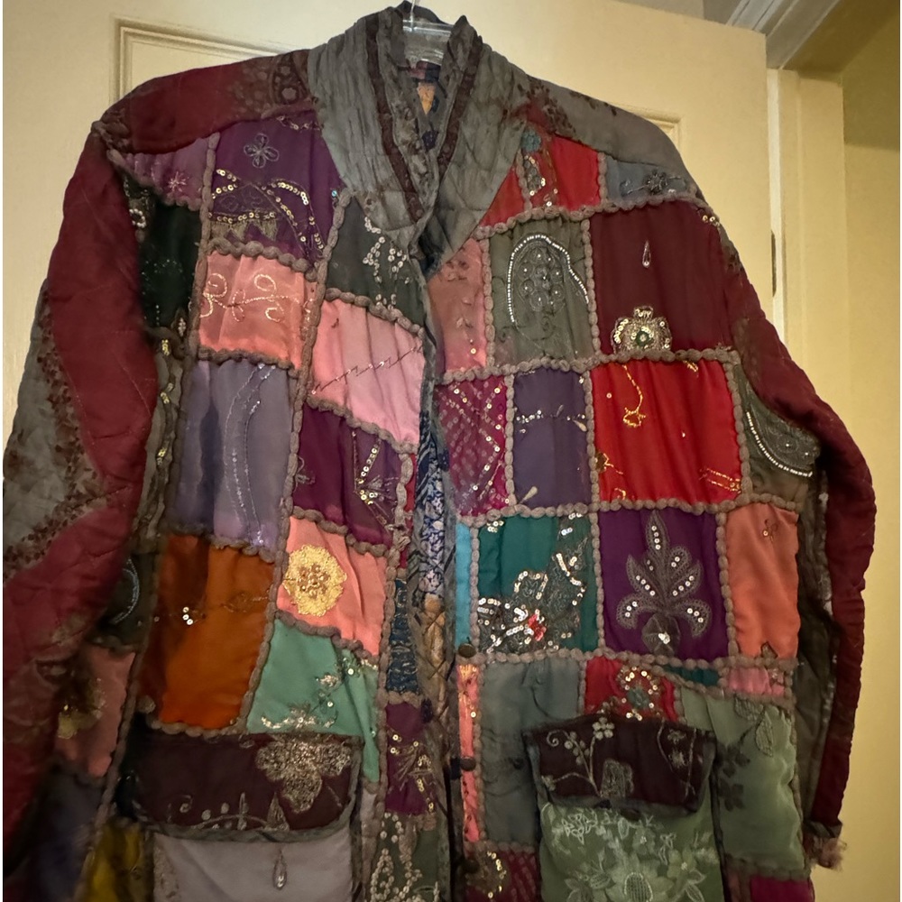 Quilted Multi Colored Jacket With Sequins - image 1